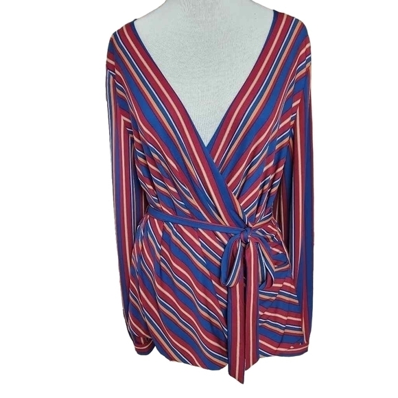 Ann Taylor Striped V-neck Blouse - Picture 1 of 7